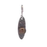 FS Floral Drop Pendant with Peacock Colored Pearl
