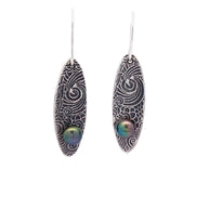 FS Floral Drop Earrings with Blue-Green Pearl