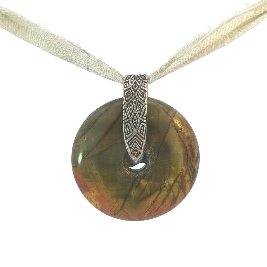 Red Creek Jasper Donut Pendant with FS Bail