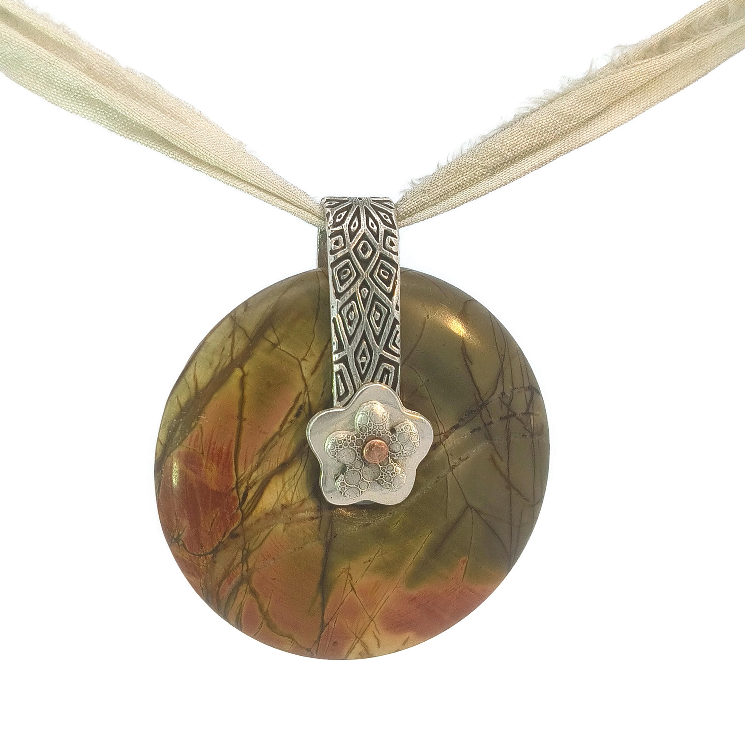 Red Creek Jasper Donut Pendant with FS Bail