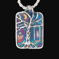 FS Tree of Living - Winter Pendant - with Gold Moon and Sterling chain