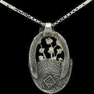 FS Basket of Flowers Pendant - with  Sterling chain