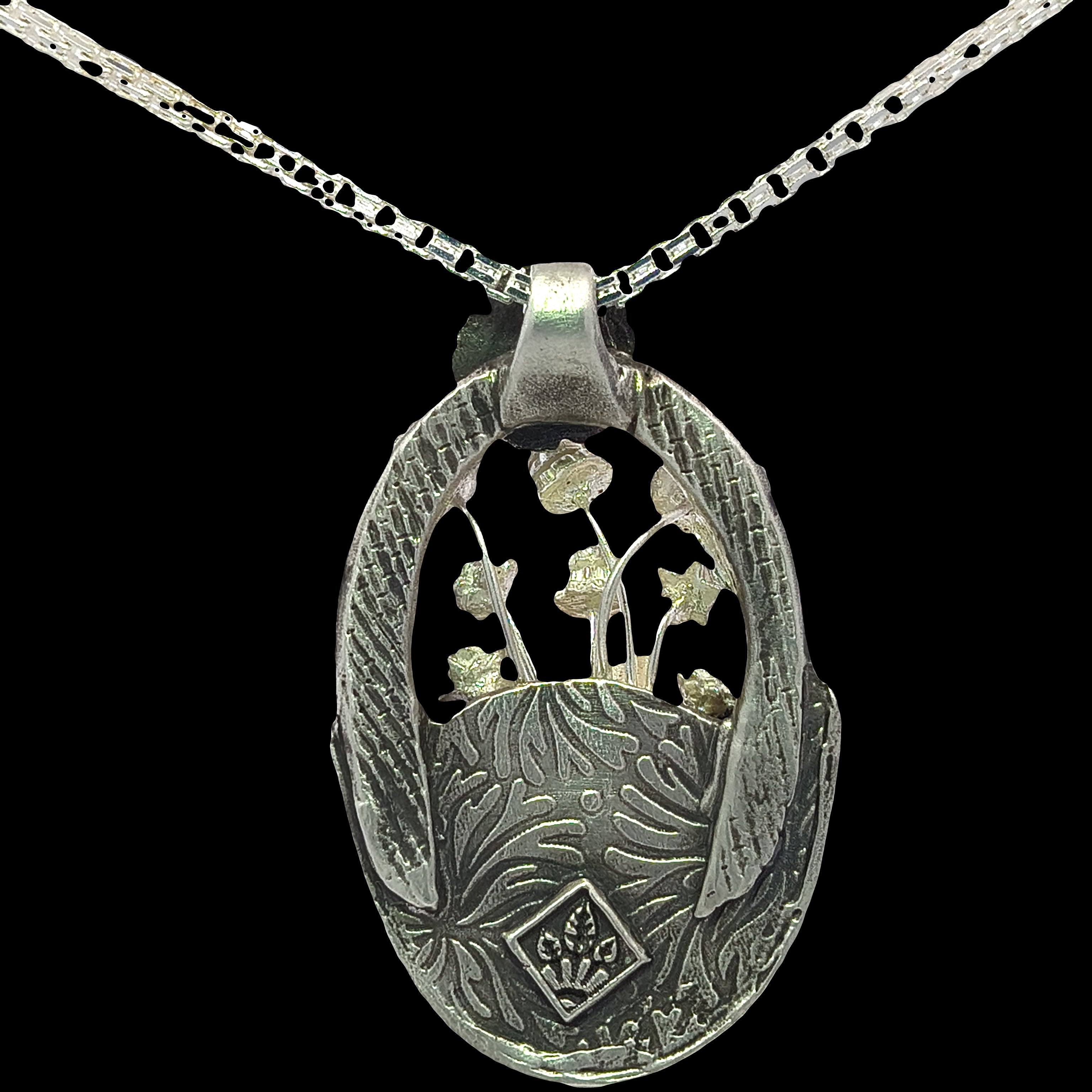 FS Basket of Flowers Pendant - with  Sterling chain