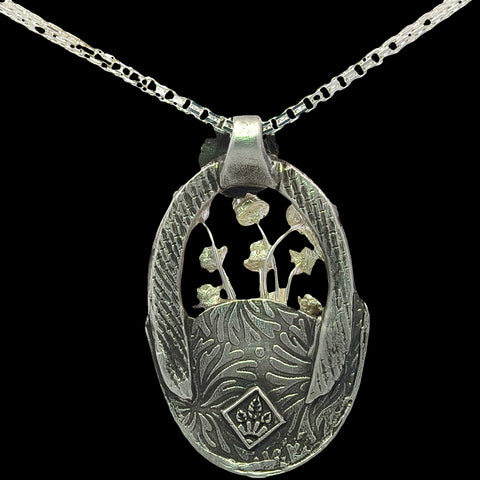 FS Basket of Flowers Pendant - with  Sterling chain