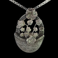FS Basket of Flowers Pendant - with  Sterling chain